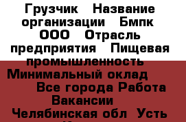 Грузчик › Название организации ­ Бмпк, ООО › Отрасль предприятия ­ Пищевая промышленность › Минимальный оклад ­ 20 000 - Все города Работа » Вакансии   . Челябинская обл.,Усть-Катав г.